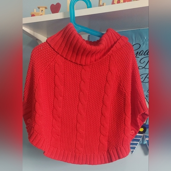 Carters Red Knit Poncho -size 3t - Picture 2 of 2